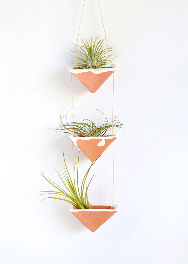 Clay hanging air plant holders